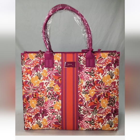 Trina Turk Majorelle Garden W/ Stripe Tote - Picture 1 of 8